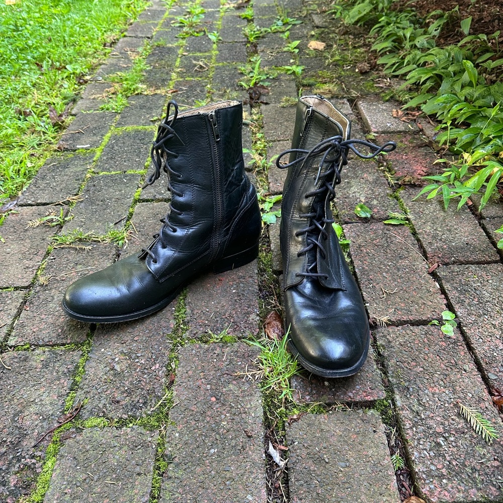 Frye zip combat boots